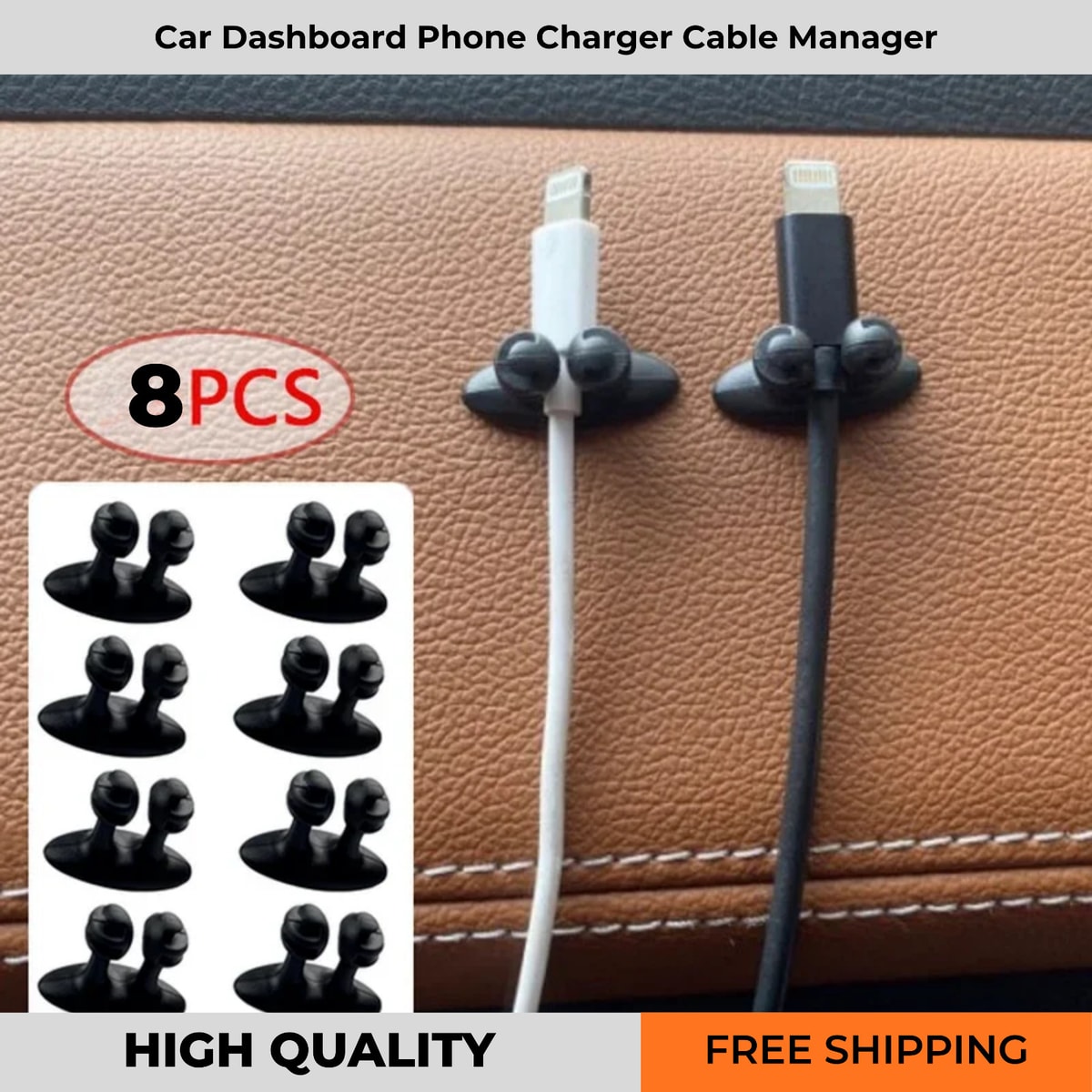8pcs Car Interior Wire Cable Holder Clip Charger Line Organizer Accessories