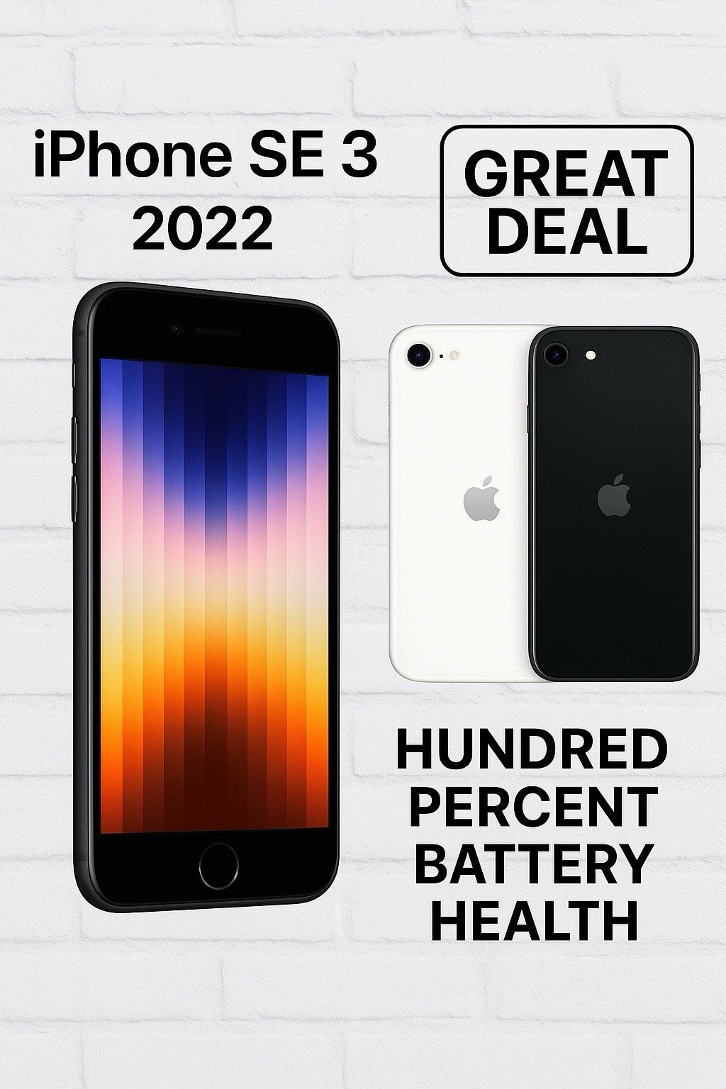 Apple iPhone SE 2022 3rd Gen 5G 128GB Black&White–Unlocked, Grade A 💯% 🔋Health