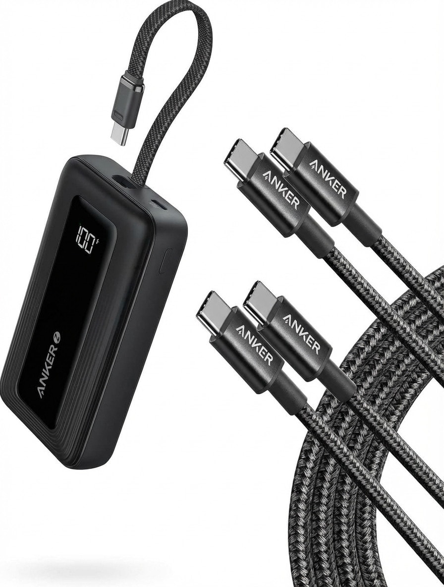 Anker Zolo Power Bank 10,000mAh 30W &Cable USB C to USB C Charger 6 ft, 2Pcs 60W