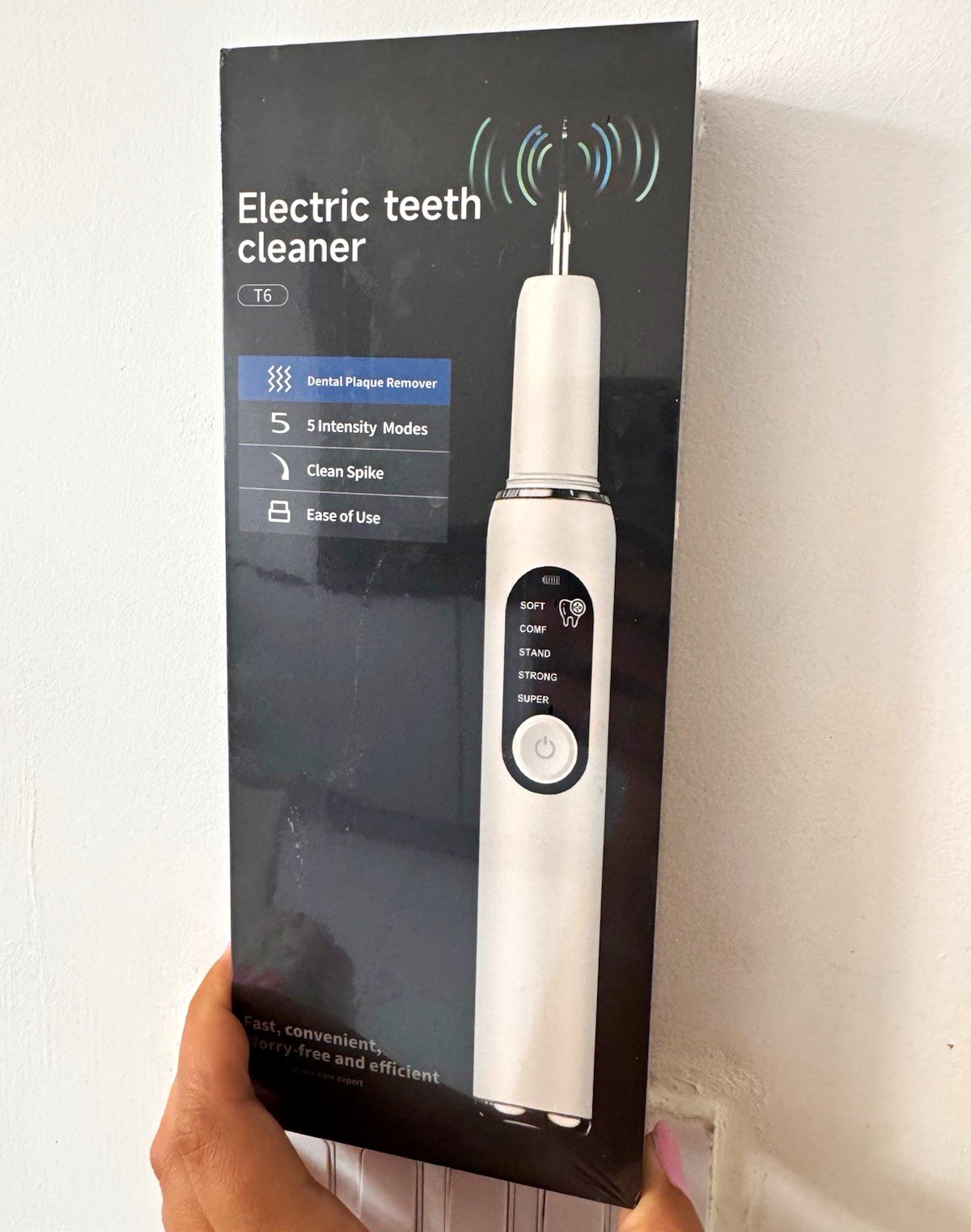 Ultrasonic Electric Tooth Cleaner T6 Plaque Remover 5 Modes White Corded 8W