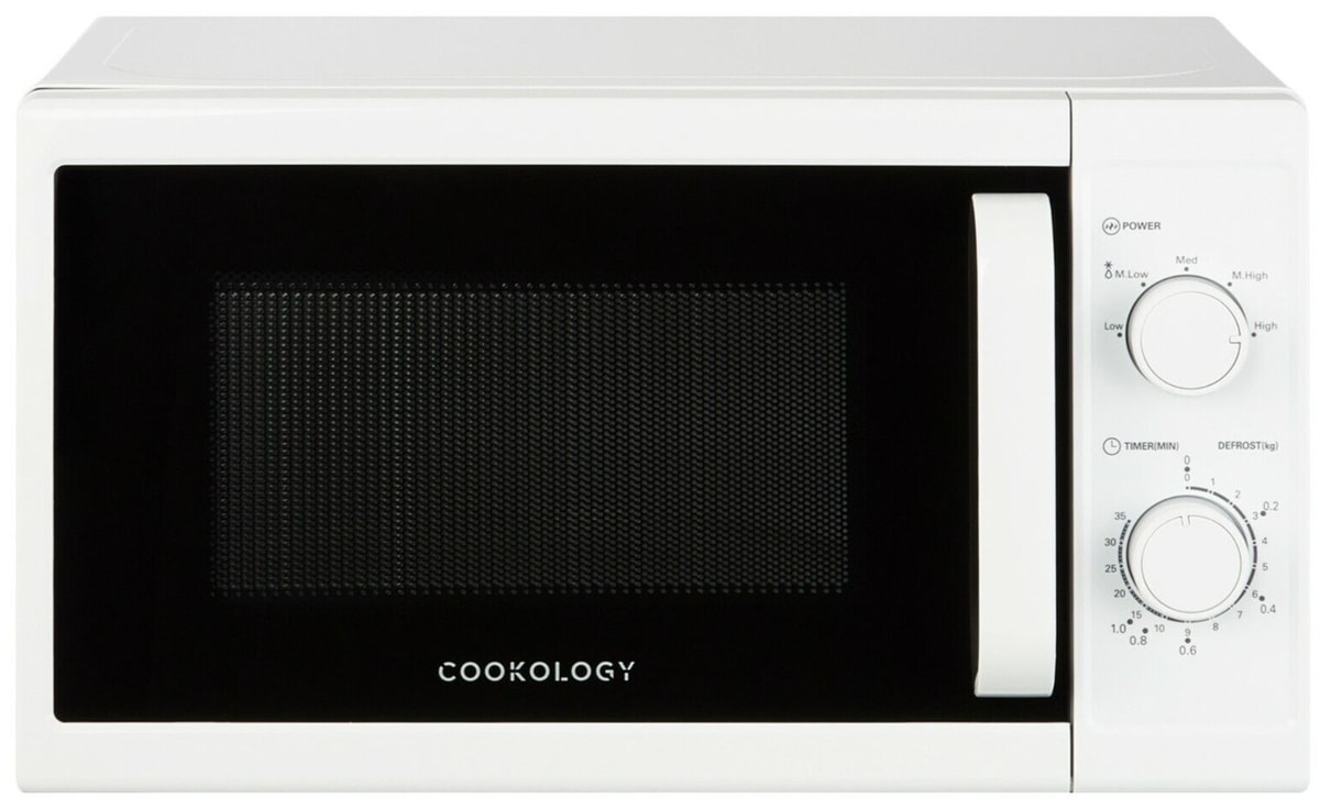 Cookology Microwave Oven 800W Manual 20L Freestanding 44cm - White CMAFS20LWH