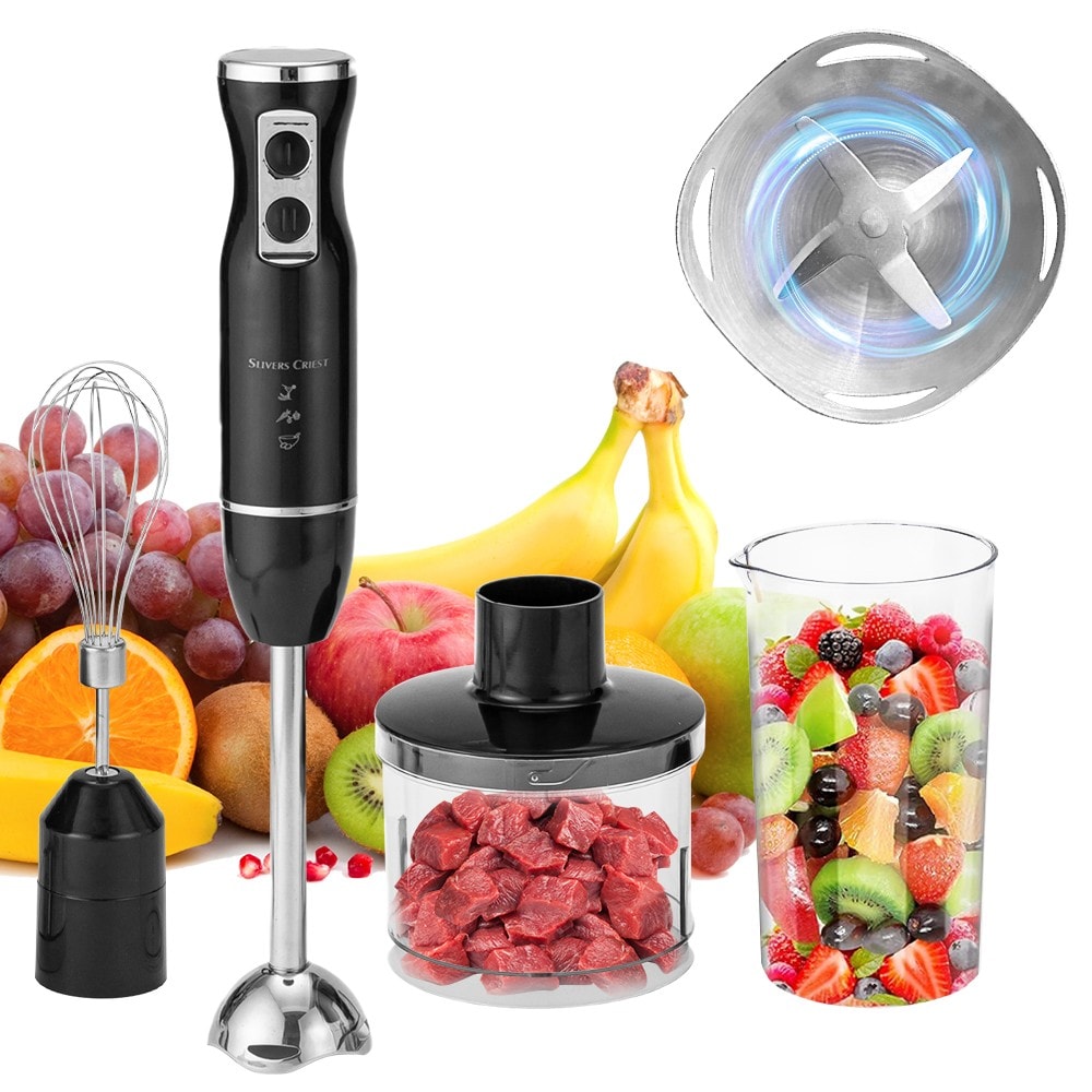 4 in 1 Electric Hand Blender Sets 500W Food Processor Mixer Whisk & Chopper Bowl