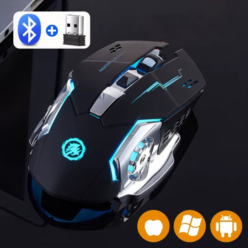 Rechargeable Wireless Gaming Mouse 2.4G Bluetooth Silent Mechanical Backlit PC