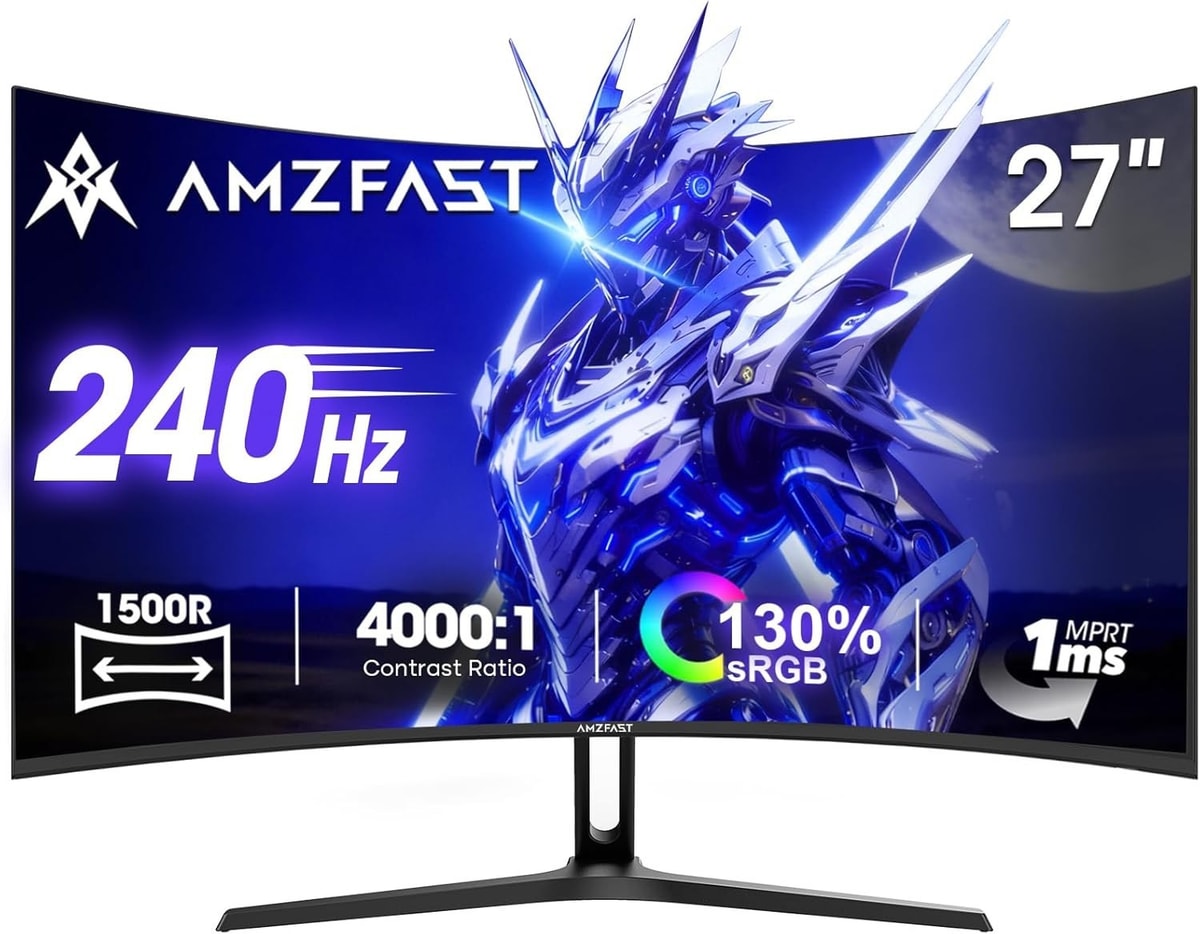 Amzfast 27" Curved Gaming Monitor 240Hz FHD 1ms 1500R VA Panel – AMZG27C1 Pro