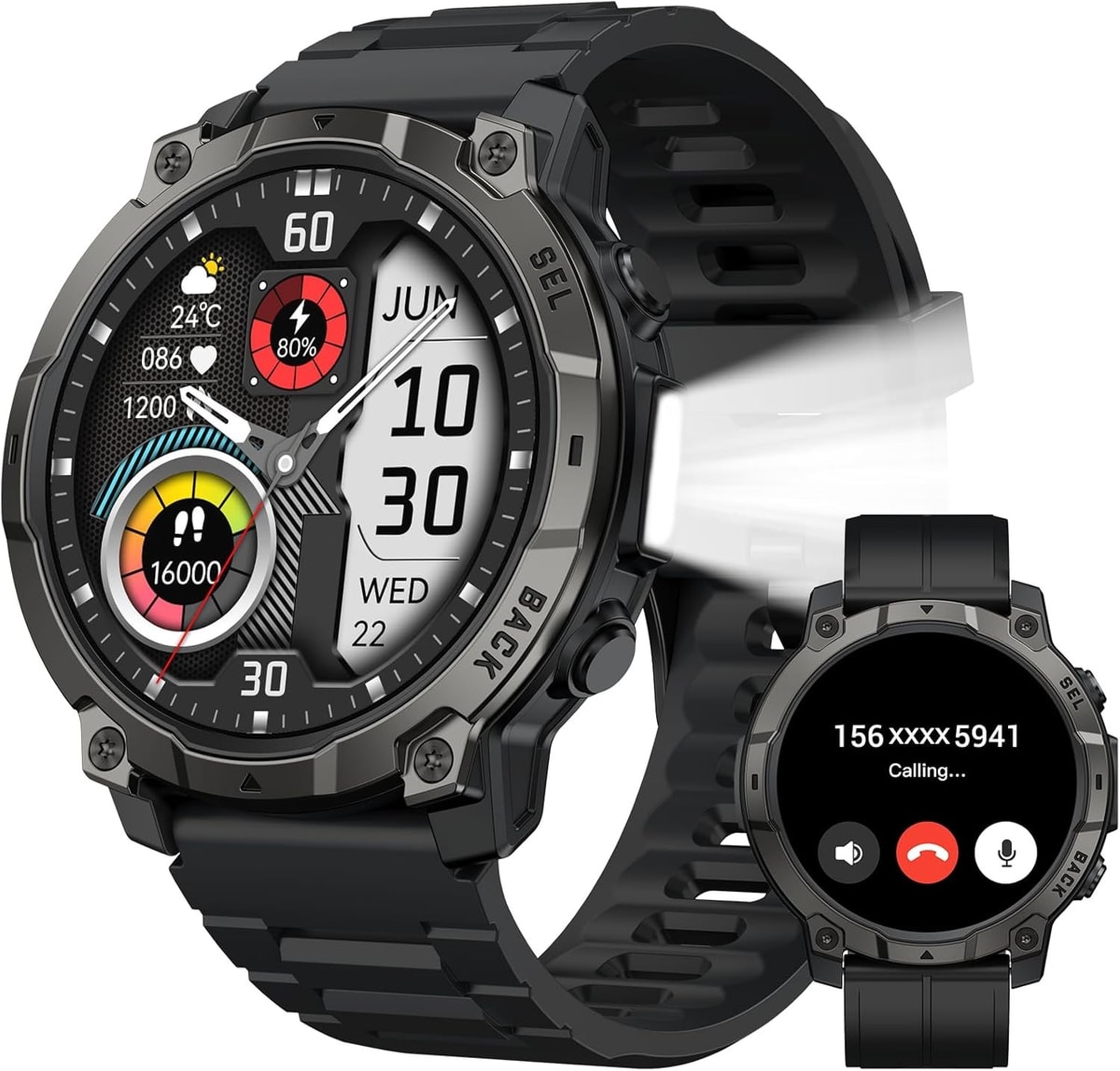 Military Rugged Smart Watch for Men (Answer &Make calls) Outdoor Fitness Watch