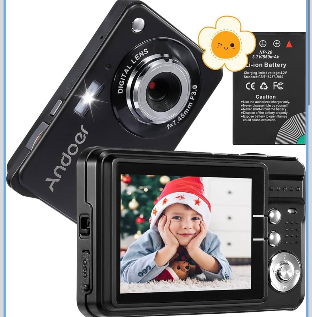 Andoer Digital Camera with 2 Batteries 18MP Compact Camera 8X Digital Zoom