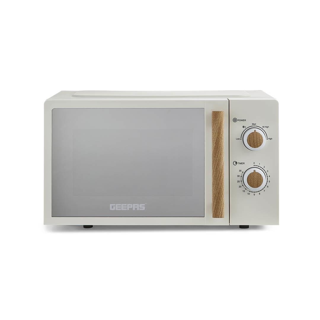 GEEPAS NordiQ 20L Solo Microwave Oven 700W Compact 5 Power Levels Timer Defrost