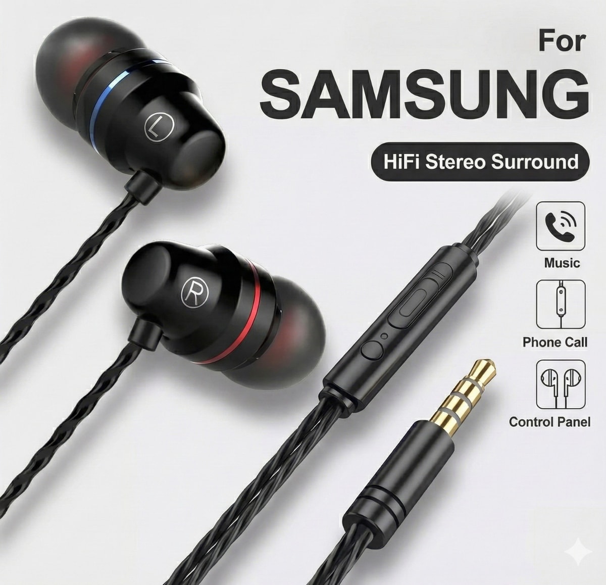Earphones Wired Headphones In Ear High Definition Deep Bass 3.5mm AUX Jack