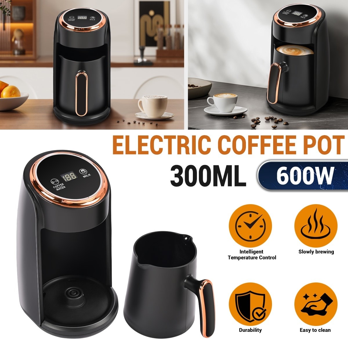 300ML Electric Turkish Coffee Maker Machine with 1 Cup Coffee Pot 600W UK STOCK
