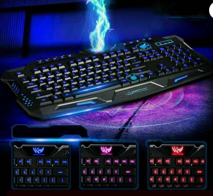 MULTIMEDIA 3 COLOR LED ILLUMINATED USB BACKLIGHT WIRED GAMING KEYBOARD