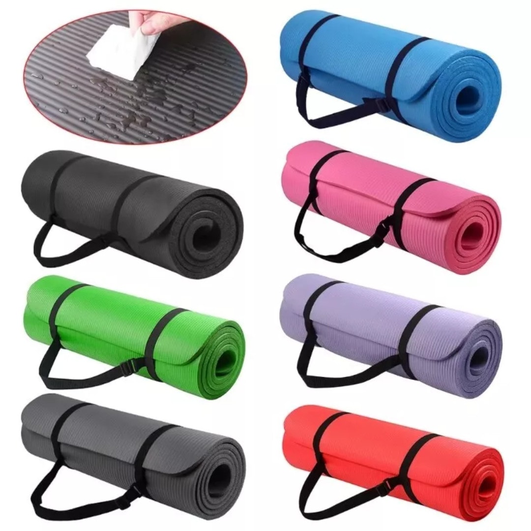 Extra Thick Home Yoga Workout Fitness Exercise Mat With Strap Non Slip
