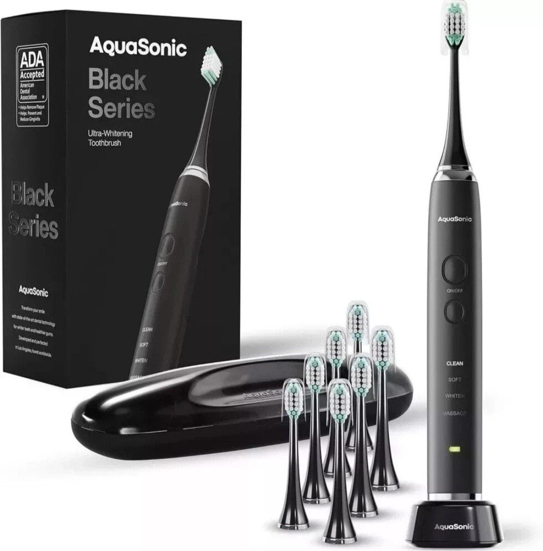 Aquasonic Black Series Ultra Whitening Electric Toothbrush ADA Accepted Toothbr