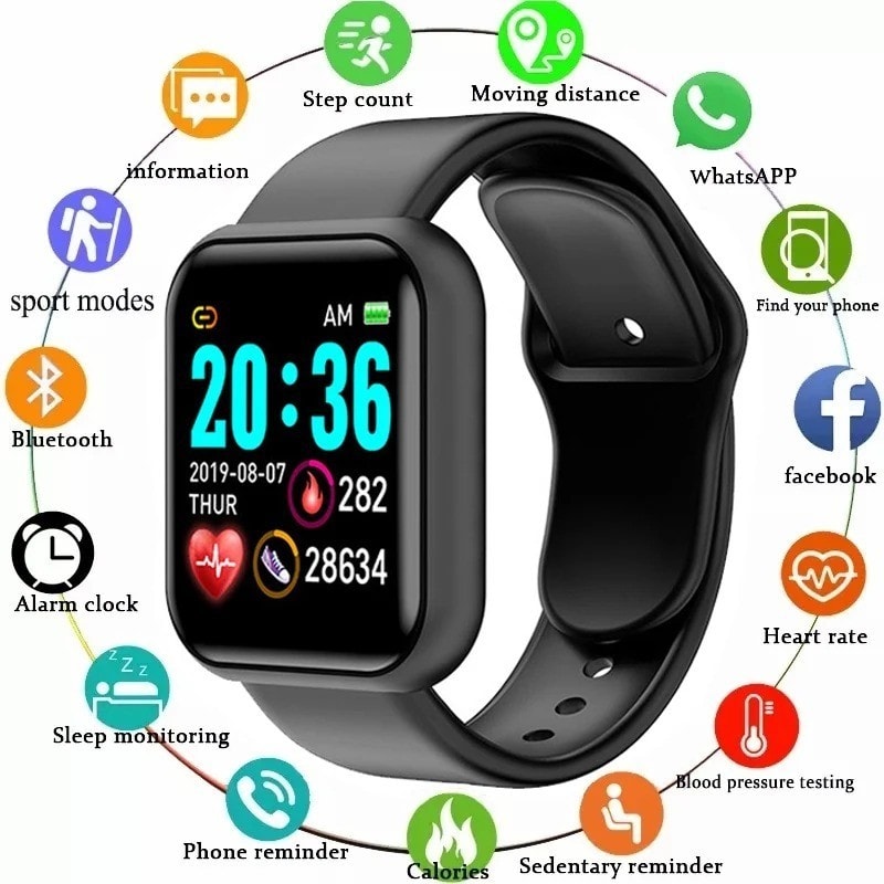 Smart Watch For Women Men BT Connected Music Fitness Sport Sleep Monitor d20-UK