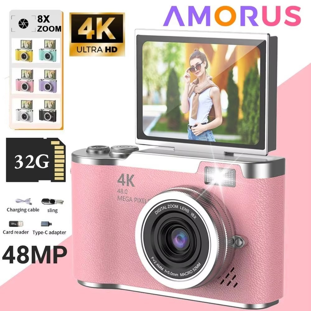 Digital Camera HD 1080P 64MP 16X Zoom Anti-Shake Camera 2.4'' LCD Display Screen