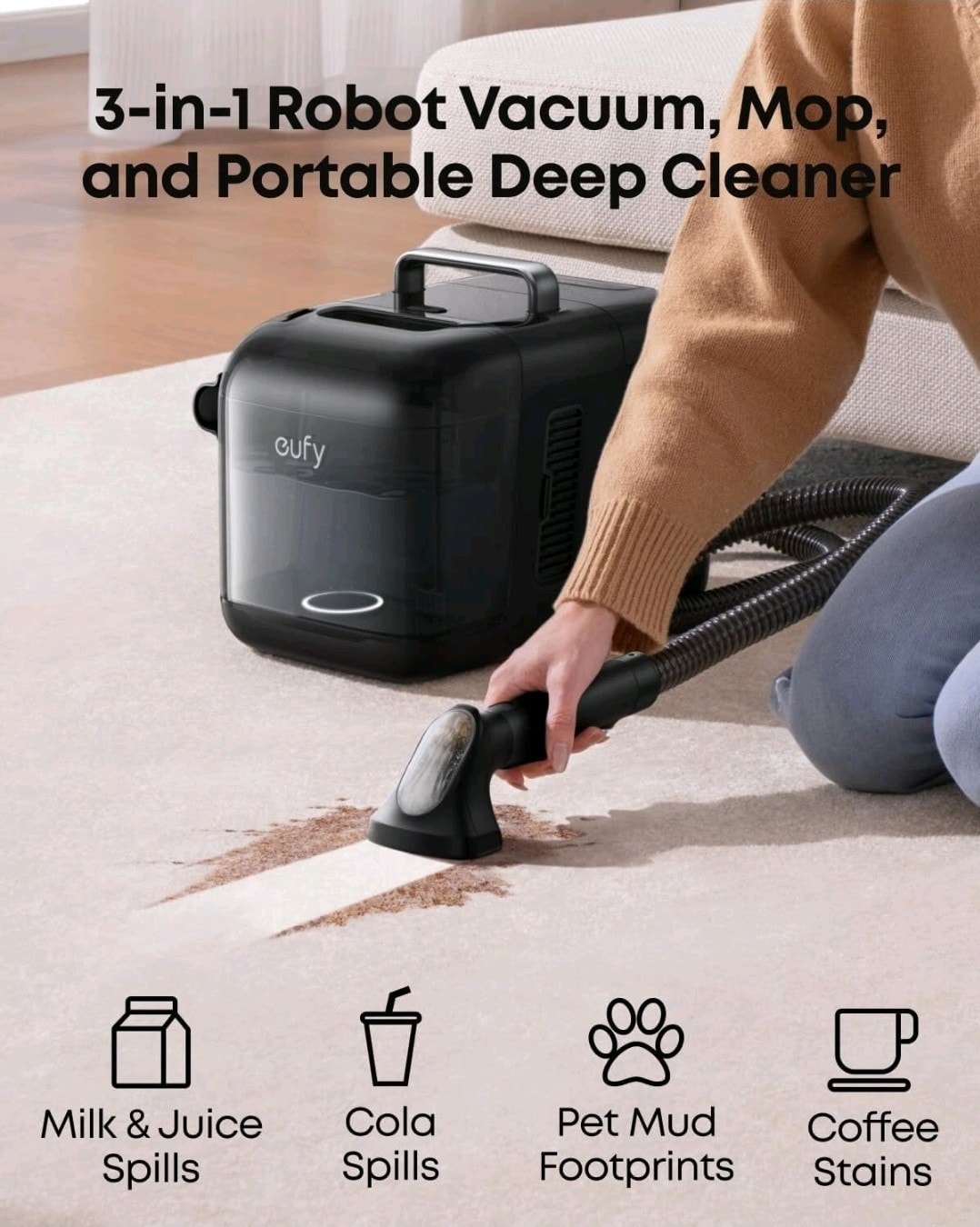 eufy E28 Omni Robot Vacuum Cleaner with Mop, HydroJet System, 20,000 Pa Suction