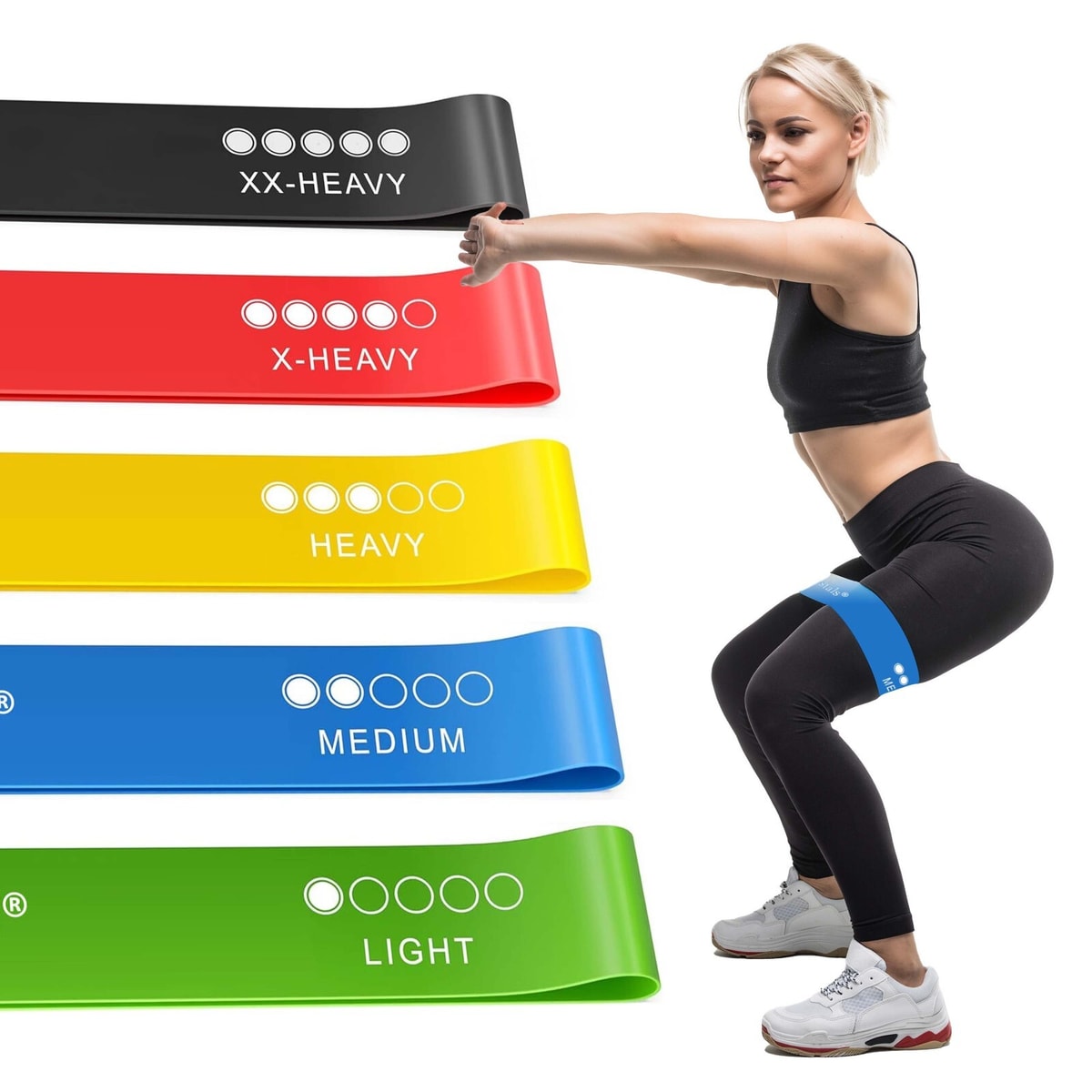 Resistance Bands Exercise Sports Loop Fitness Home Gym Yoga Latex - Set of five