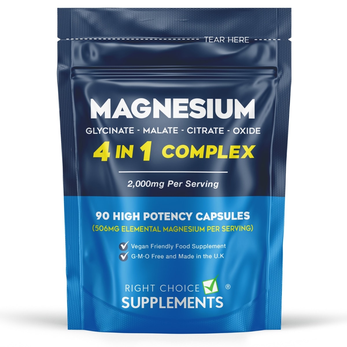Magnesium Glycinate 4-in-1 Complex, 2000mg Magnesium Supplements High Absorption