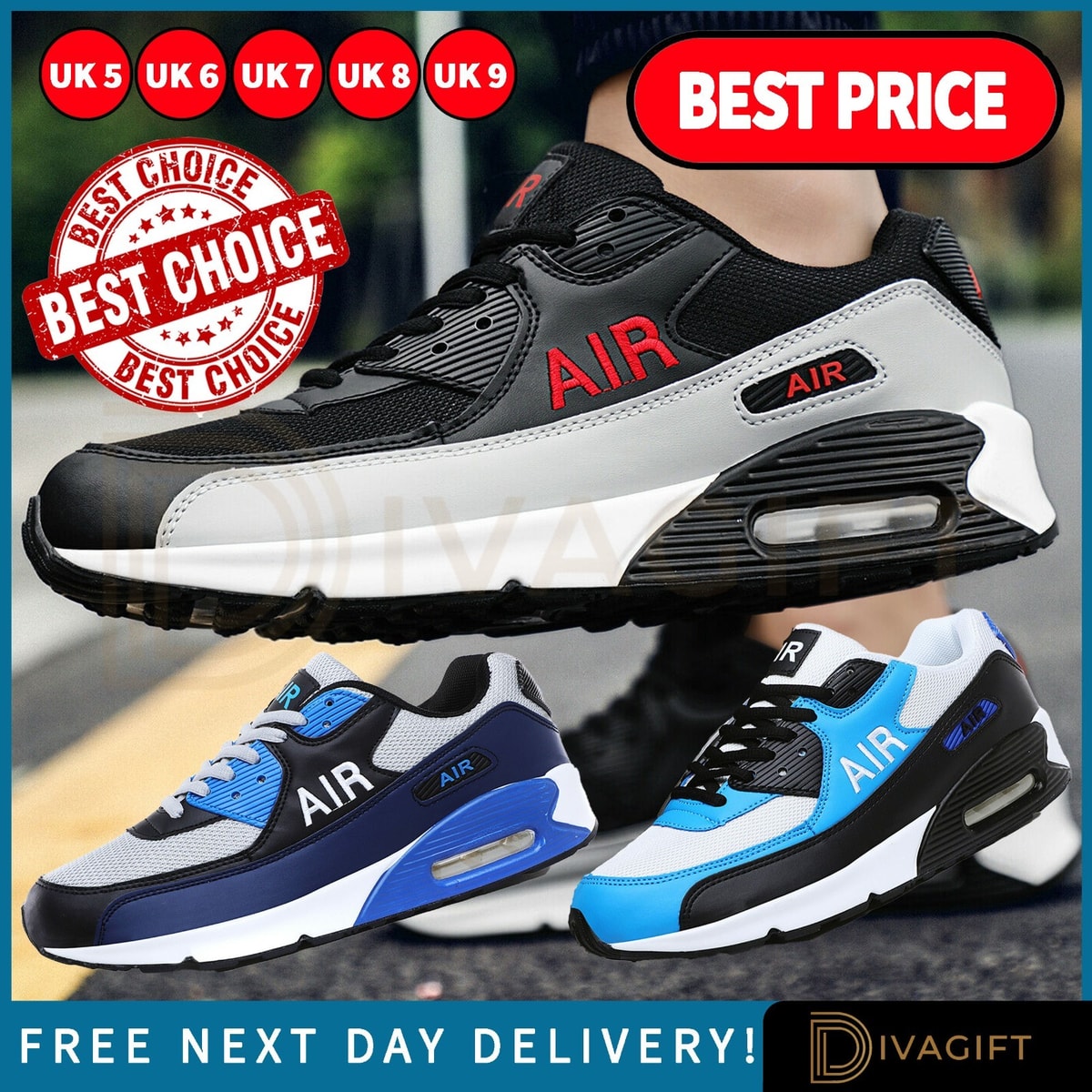 MENS WOMENS LADIES TRAINERS UNISEX SPORT RUNNING ATHLETIC GYM SHOES UK 7-9 NEW