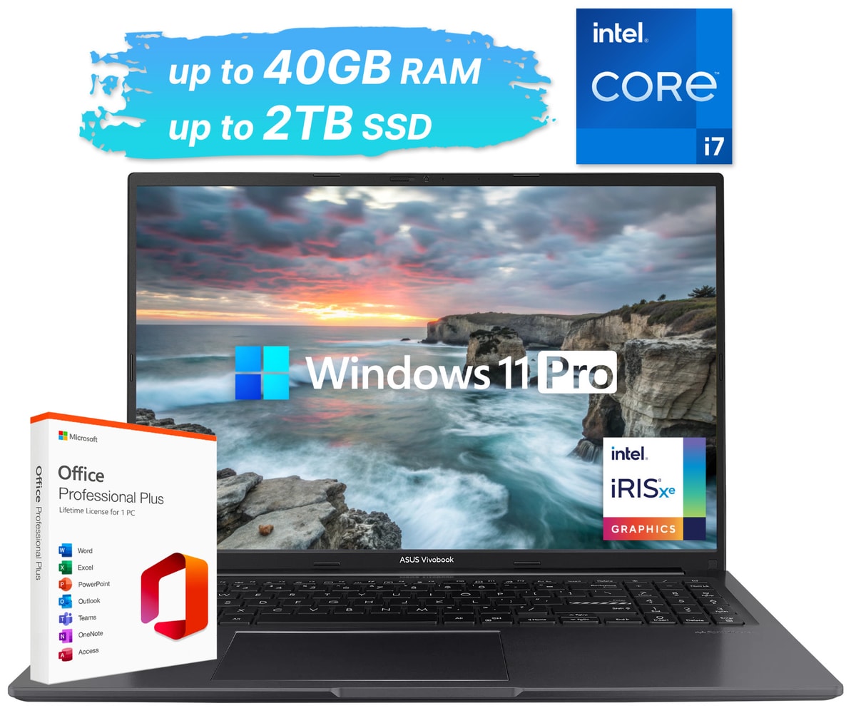 2026 ASUS Vivobook Laptop 16" Intel i7-1355U, Up to 40GB RAM 2TB SSD, Win 11 Pro