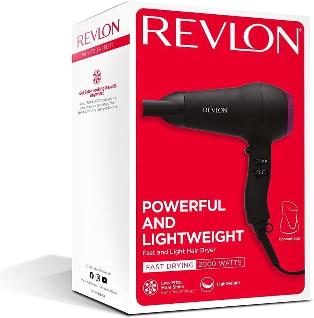 Revlon RVDR5823UK Powerful 2000W Compact And Lightweight Hair Dryer Black - New