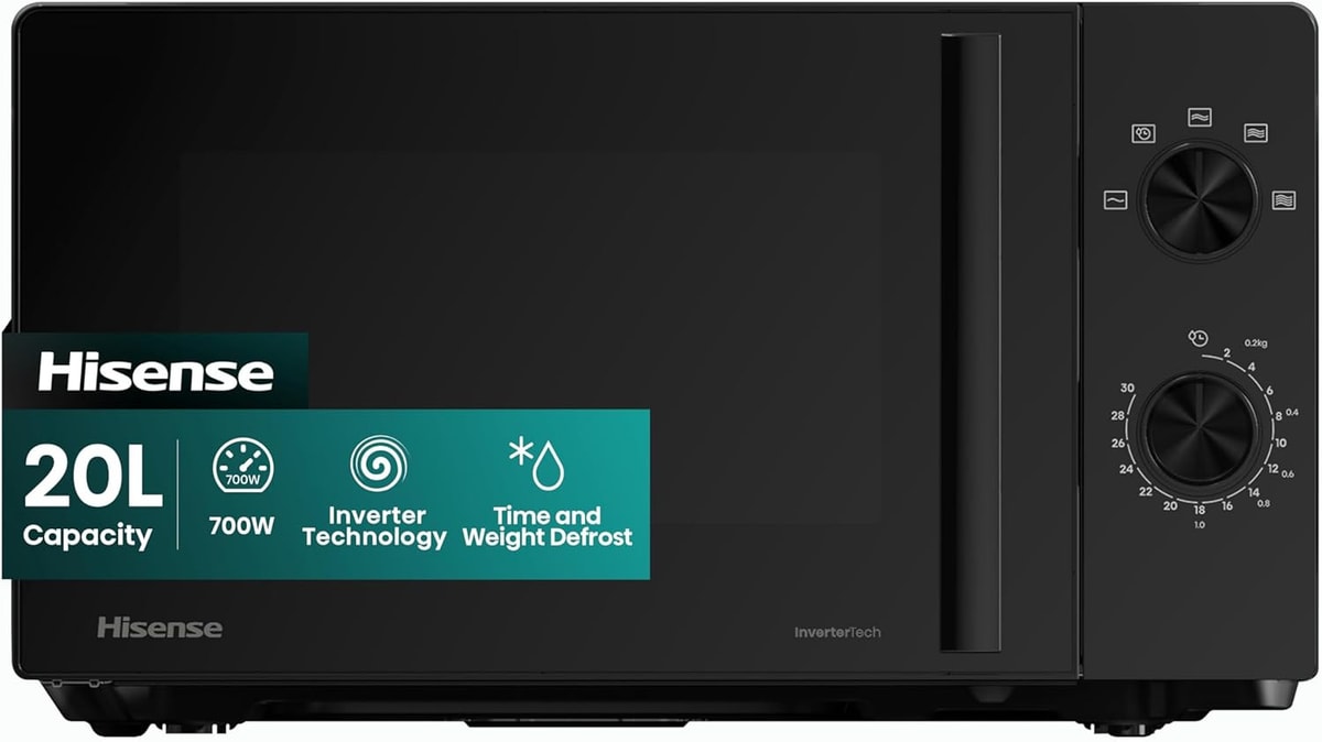 Hisense 700 Watts 20 Litre Inverter Microwave Oven H20MOBP1HIUK Black, Automatic
