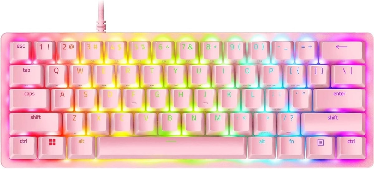 Razer Huntsman Mini 60% Wired Gaming Keyboard Pink Quartz RGB Optical Switch