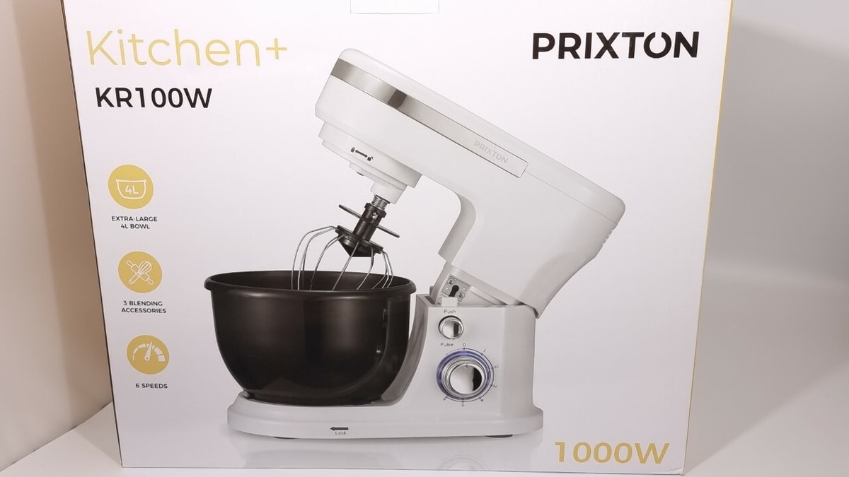 Prixton 1000W Mini Food Stand Mixer 4L Mixing Bowl 6 Speeds Pulse & Accessories