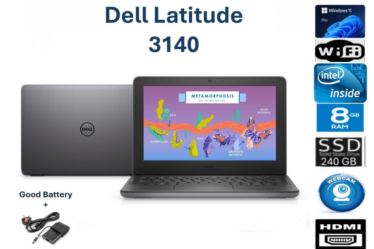 Dell Latitude 3140 Laptop 240GB SSD 8GB RAM 11.6" WebCam HDMI WIN 11 + MS Office