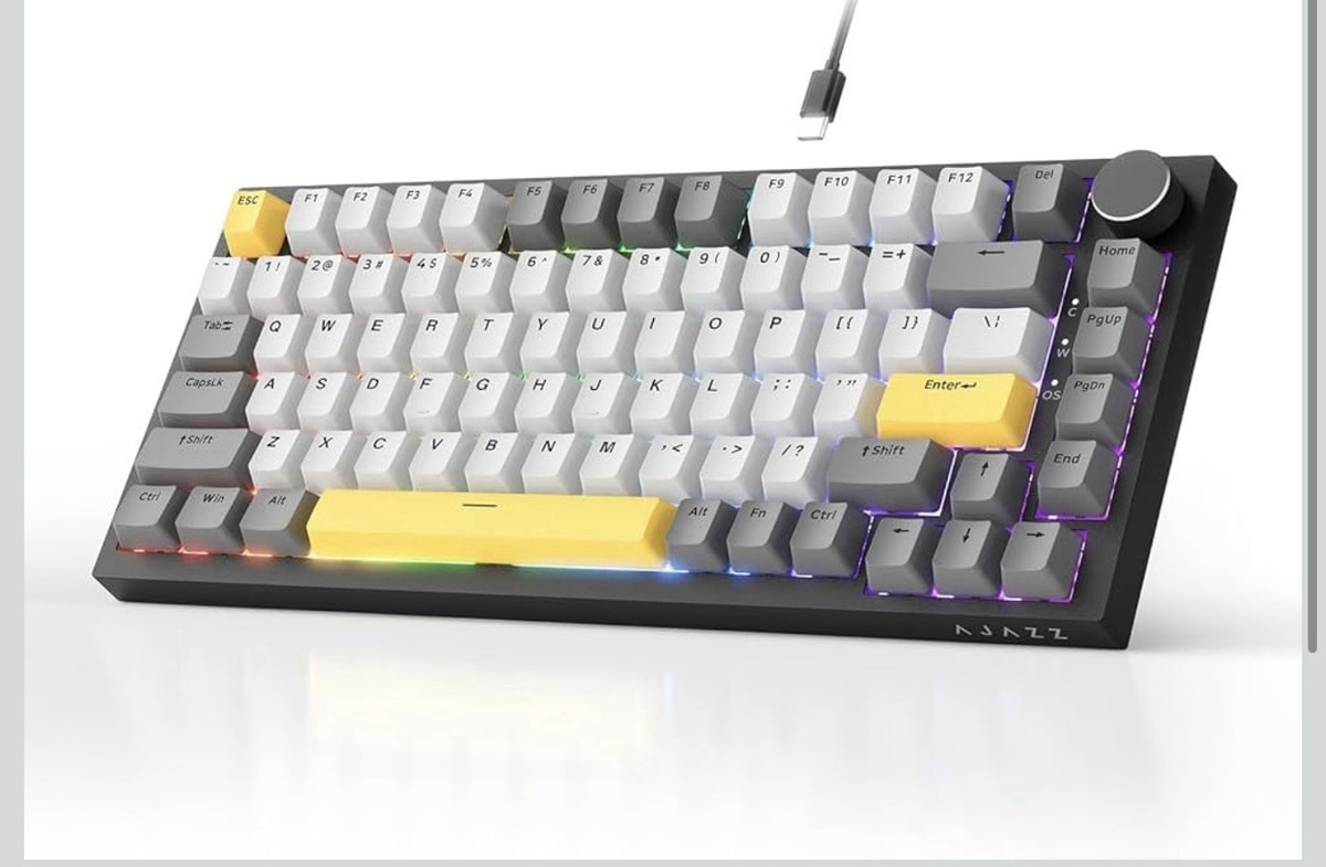 AJAZZ AK820 Wired Mechanical Keyboard, 75% Gaming Keyboard with Volume Control