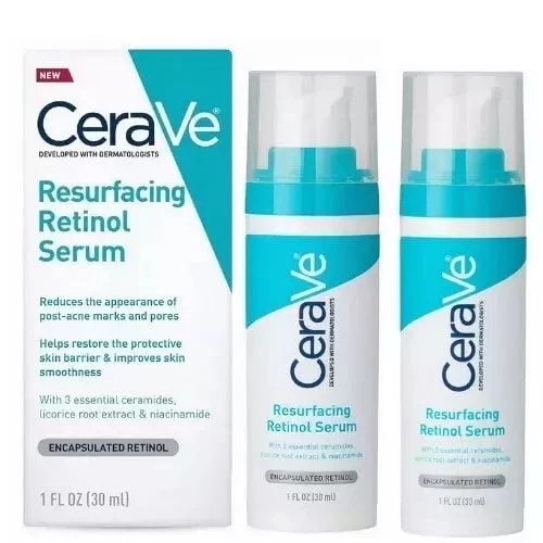 2X 30ml Cerave Resurfacing Skin Renewing Retinol Hydrating Hyaluronic Acid Serum