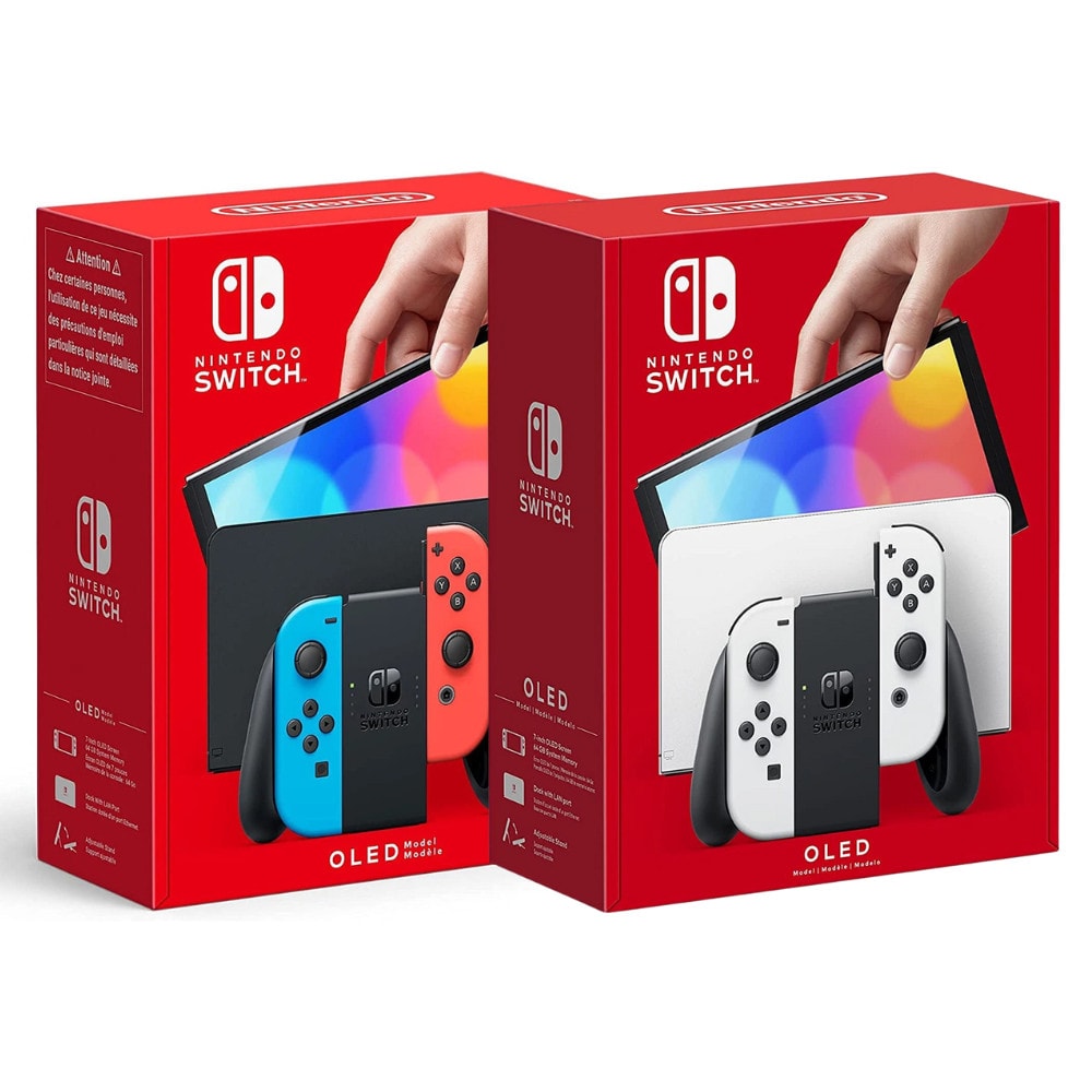 Nintendo Switch OLED 64 GB Handheld Console WHITE NEON BLUE/RED