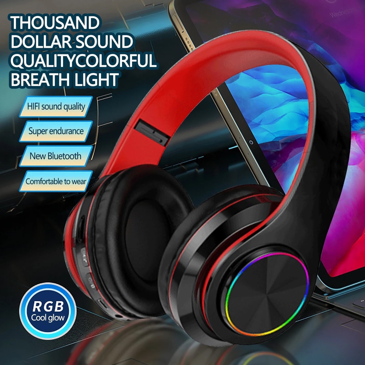 Wireless Bluetooth Headphones with Noise Cancelling Over-Ear Earphones 5.4 UK