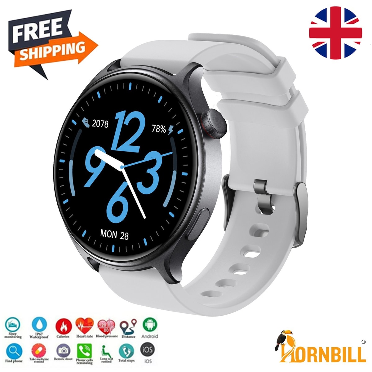 Smart Watch Men Women Fitness Tracker Blood Pressure Heart Rate Sport Watches UK