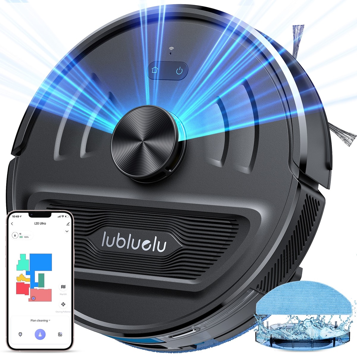 Lubluelu L20 Ultra Laser Robot Vacuum Cleaner with Mop 5500Pa Automatic Charging