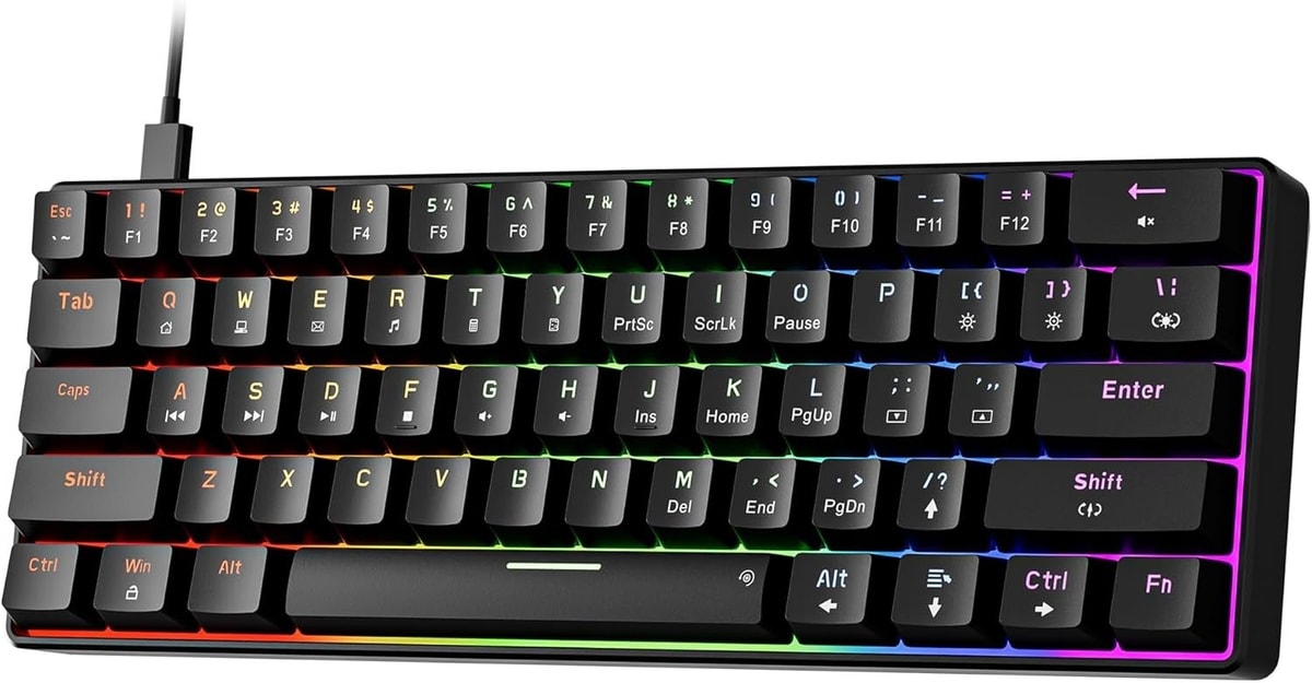 NEWMEN GM611 Gaming Keyboard 60% Percent Mechanical Keyboard 61 Keys LED Backlit