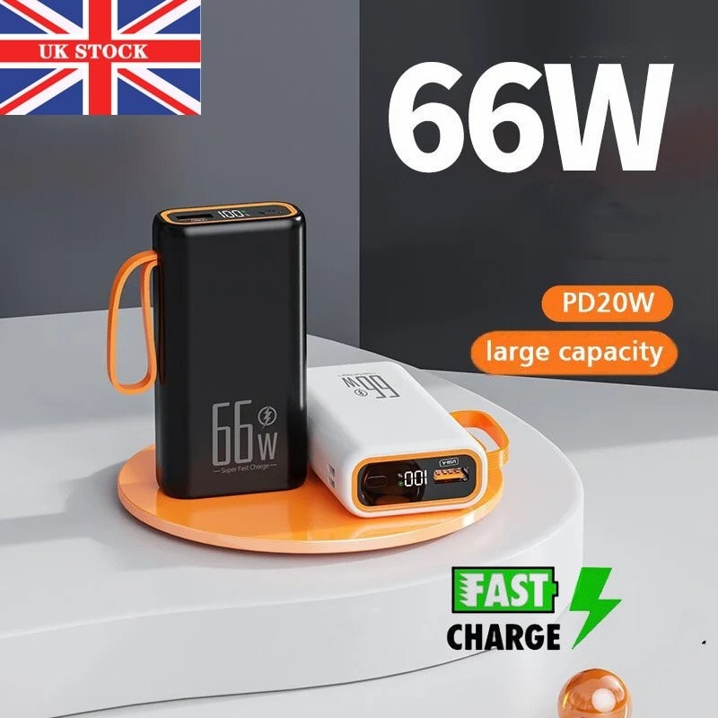 50000mAh Power Bank Pack 66W Fast Charger 2USB External Battery for Mobile Phone