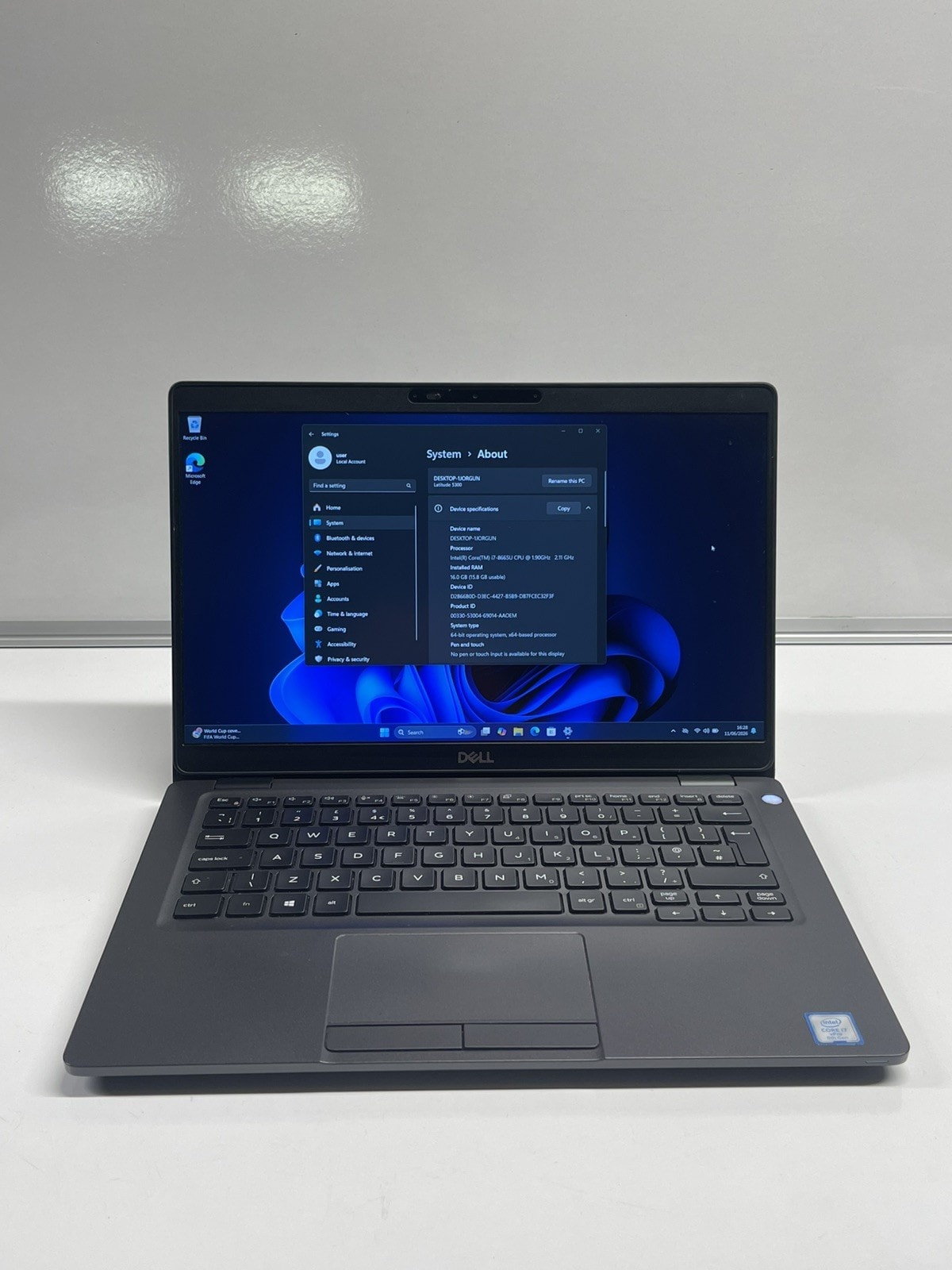 Dell Latitude 5300 i7-8665U 16GB DDR4 RAM 256GB SSD 13.3" FHD Windows 11 Pro