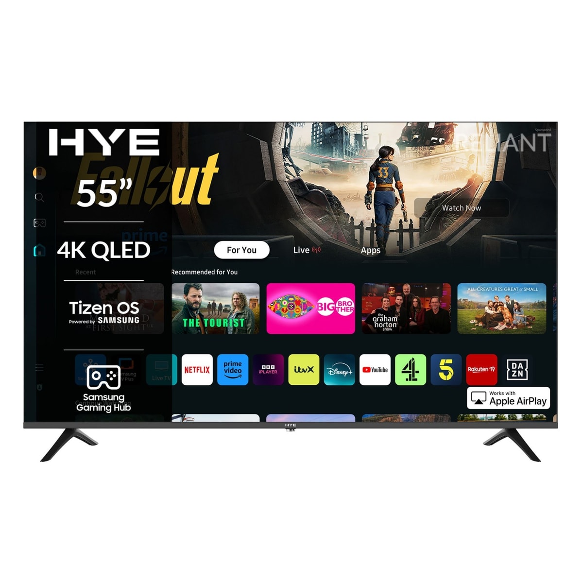 HYE 55QLEDS2008 55" Inch 4K QLED Ultra HD Frameless Smart TV Tizen OS - Open Box