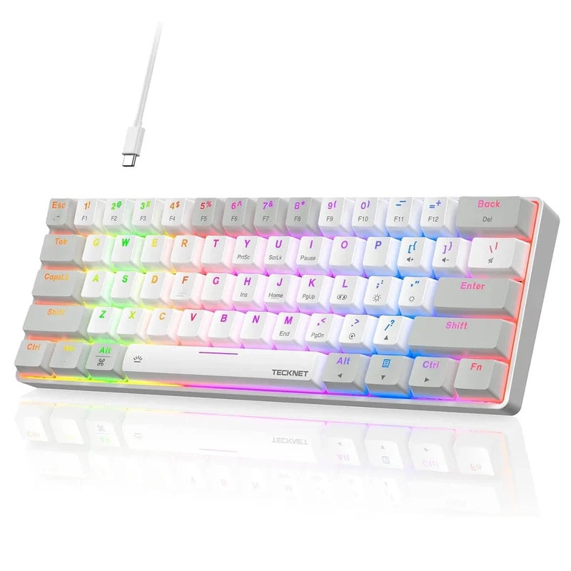 TECKNET 60% Mechanical Gaming Keyboard RGB Wired Red Switch TK-KB012