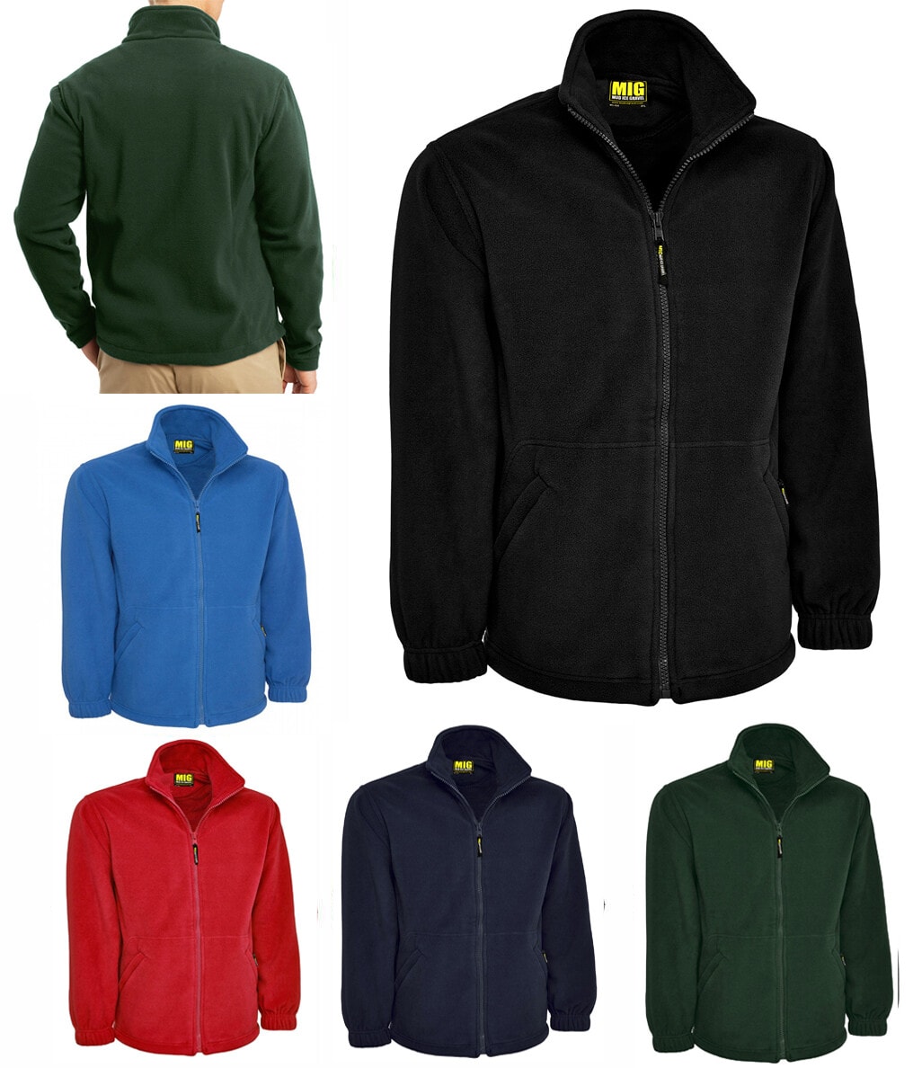 Mens MIG Classic Full Zip Fleece Jacket Size XS to 5XL WORK CASUAL LEISURE SPORT