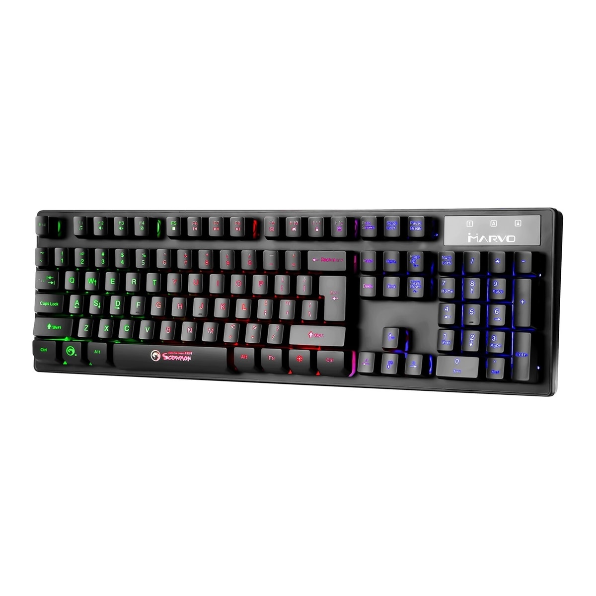 Marvo Scorpion K616A PC Gaming Keyboard 3 Colour LED Backlit USB2 Multi Media