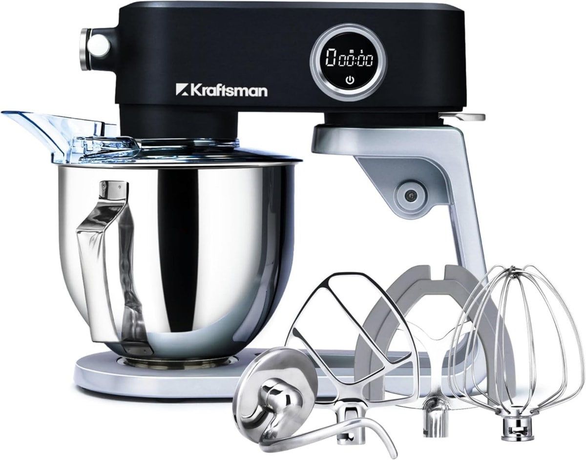 Kraftsman Full Metal Stand Mixer, 5L Kitchen Food Mixer with 8 Speeds & Timer, B