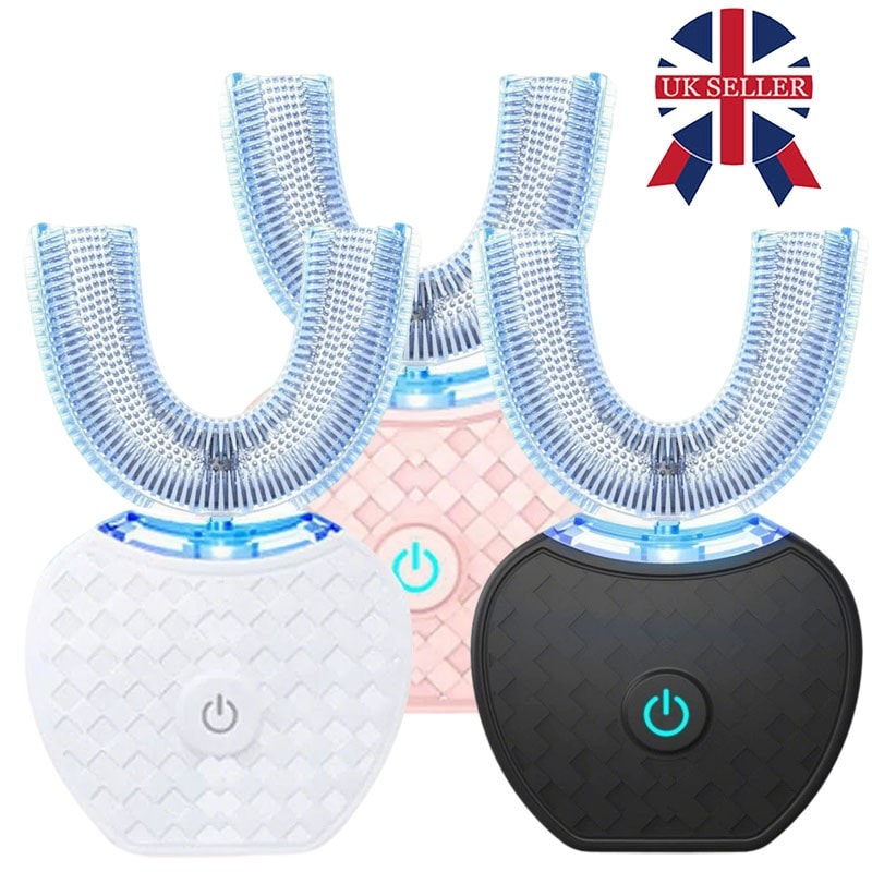 360° U-Shaped Ultra Sonic Electric Toothbrush Automatic Blue Light For Adults R