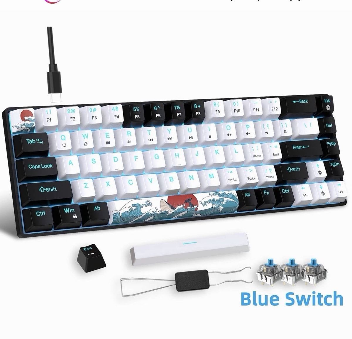 HXSJ Mechanical Gaming Keyboard 68 Keys Wired Gaming Keyboard