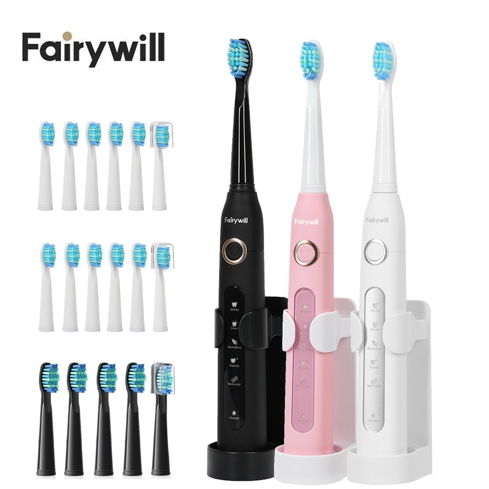 Fairywill Sonic Electric Toothbrush USB Rechargeable 5 Mode Cleaning Smart Timer