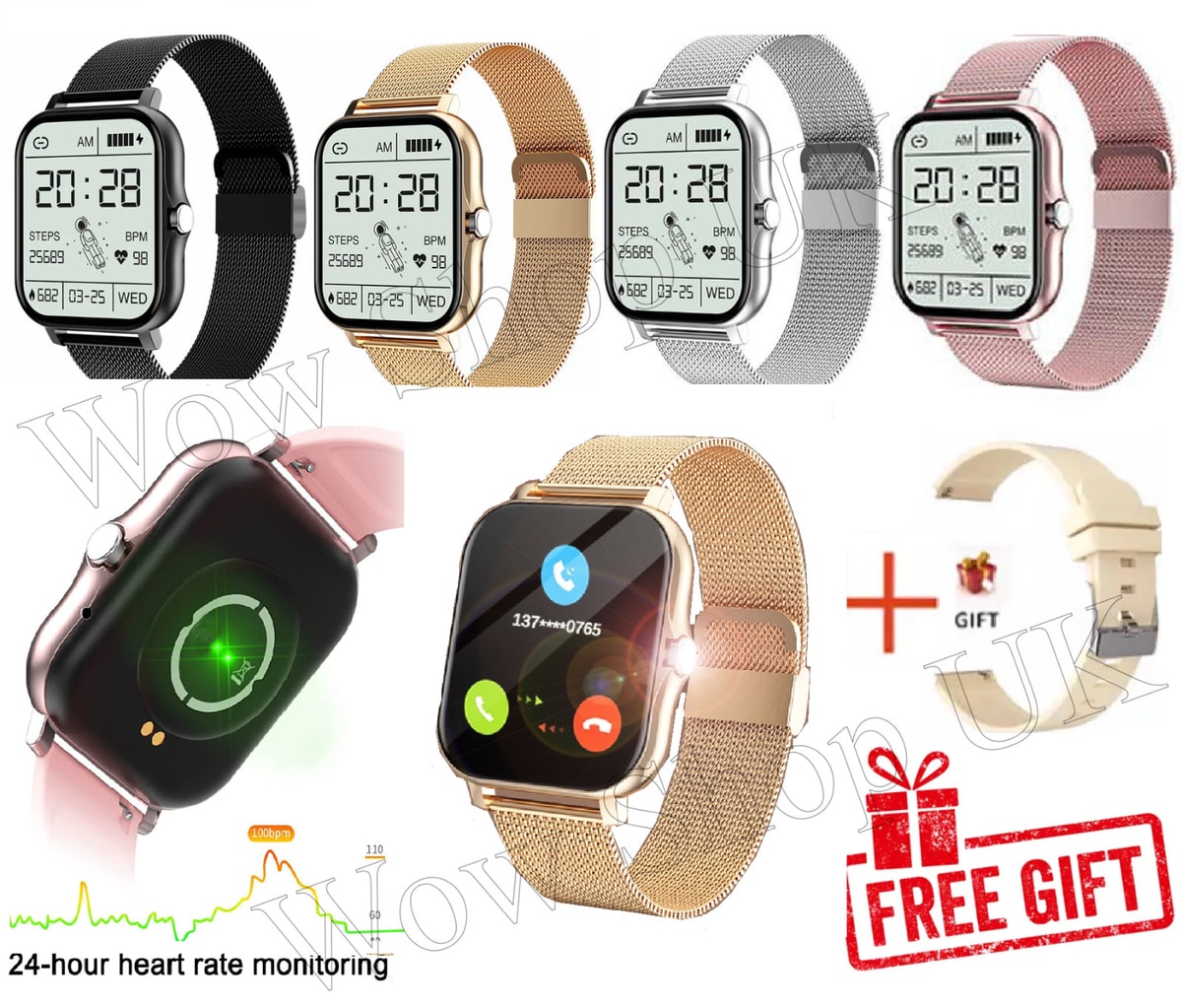Smart Watch Bluetooth Call Fitness Tracker Heart Rate Blood Pressure SportWatch