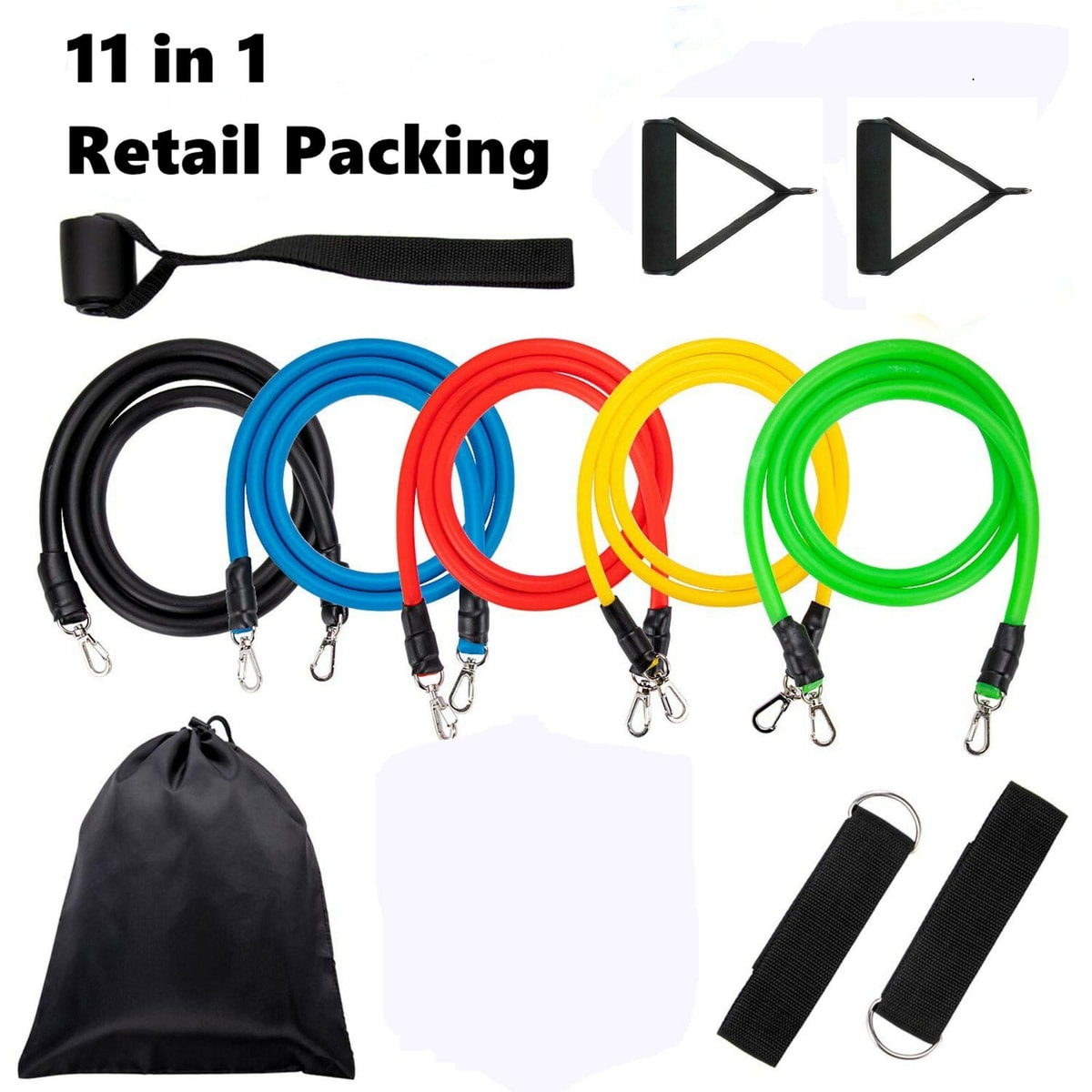 RESISTANCE BANDS TUBES 11PCS TUBES SET YOGA GYM CROSSFIT FITNESS EXERCISE UK