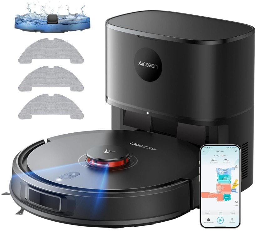 Airzeen Robot Vacuum Cleaner with Mop, 8000Pa Self-Emptying Robot Vacuum and Mop