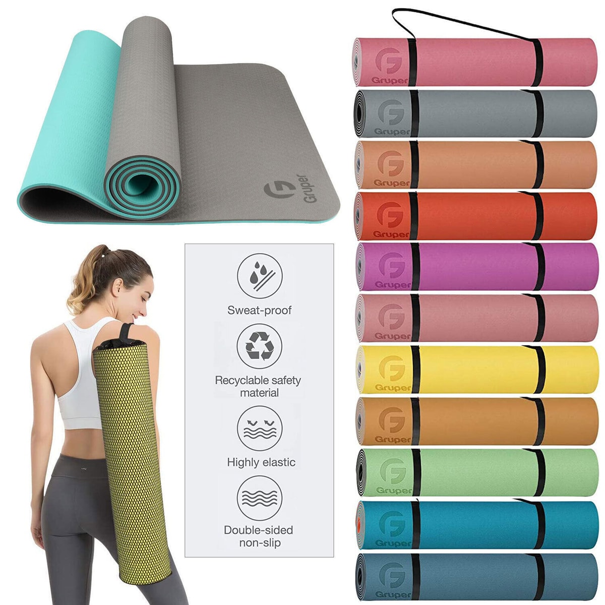 Premium Yoga Mat Non Slip Pilate Mat Gym Mat Workout Mat For Exercise Fitness UK