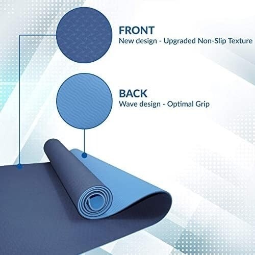 Yoga Mat 5mm Thick Exercise Mat Gym Workout Fitness Pilates Home Non Slip - Blue